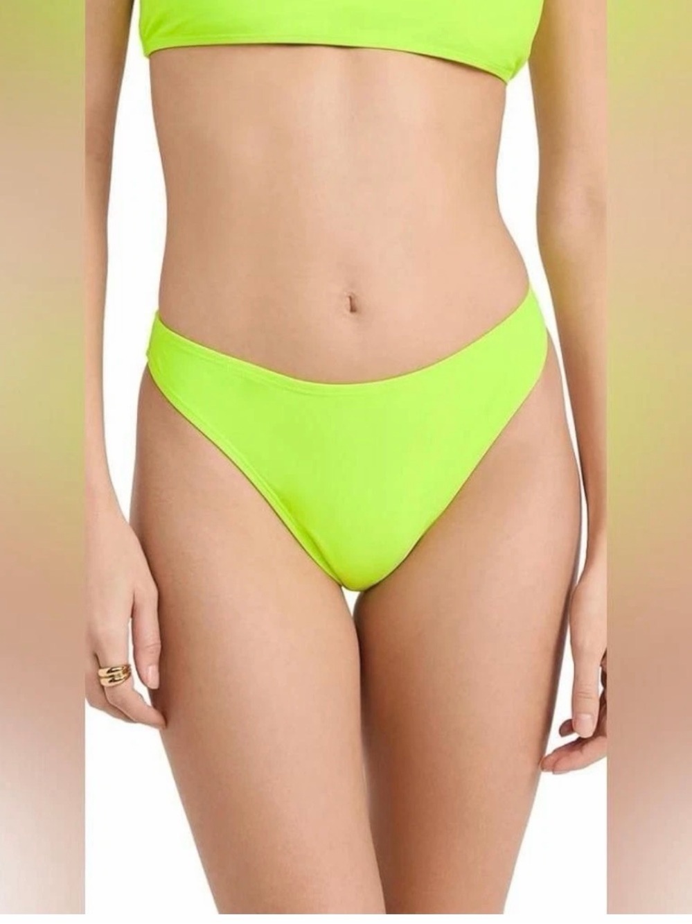 Good American Neon Lime Bikini Bottom - High Cut Swim Brief
